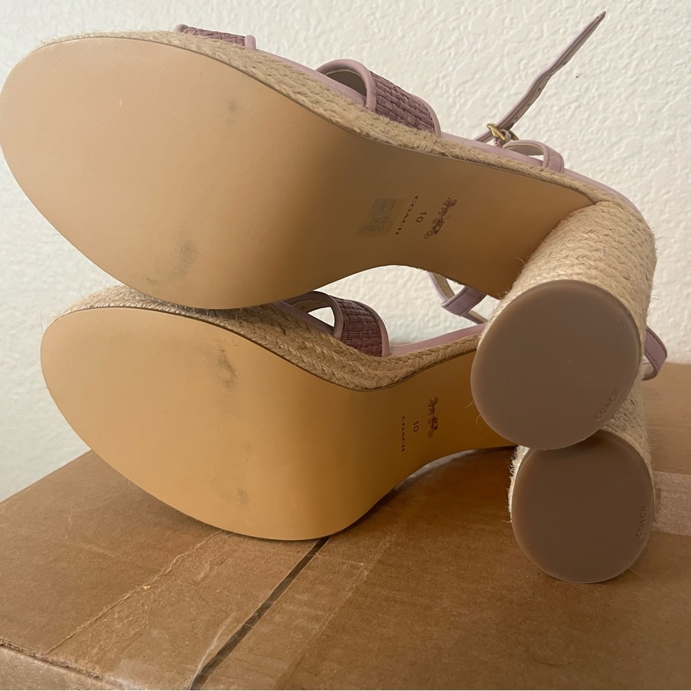 Coach Lavender Woven Espadrille Wedge Sandals - Picture 3 of 5